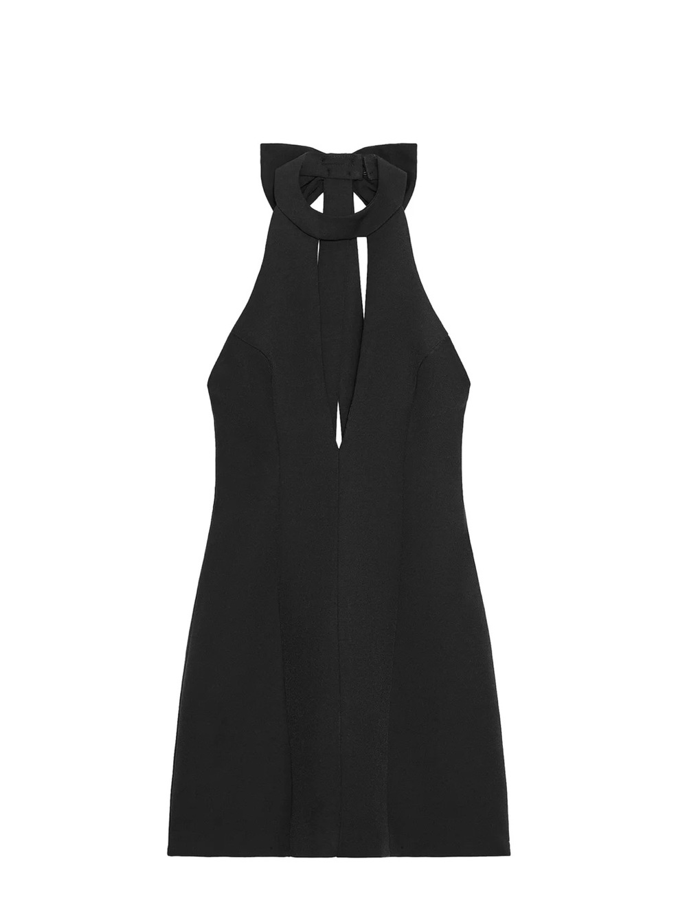 Zara Black Halter Mini Dress with Necklace Bow Detail